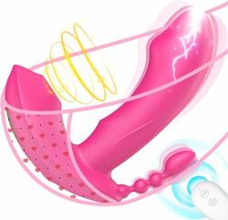 Paloqueth Wearable Panty 3-in-1 G-Spot & Tapping Vibrator with Remote Control Pink Vibrator