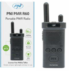 PNI Statie radio Statie radio portabila PNI PMR R60 446MHz, 0.5W, Scan, blocare taste, SOS, Monitor, acumulator 1200mAh (PNI-PMR-R60) - pcone