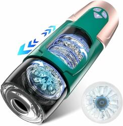 Paloqueth Electric Thrusting & Rotating Masturbator with 7 Modes and Realistic 3D Channel Green