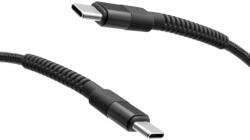 mobilNET fonott kábel 2x Type-C 60W 1M 3A, fekete