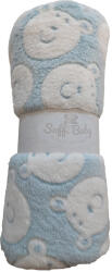 Soffi Baby takaró plüss dupla kék fehér macipofi 75x100cm - babymax