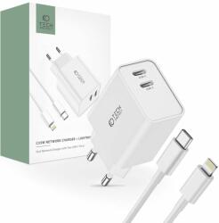 Tech-Protect Incarcator Priza Pentru Mobil și Tablet Tech-protect C35w 2-port Network Charger Pd35w + Lightning Cable White