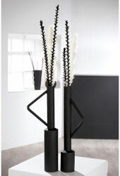  Modern matt fekete színű fém váza érdes felülettel 27cm