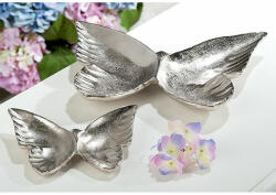 Ezüst színű gyönyörű pillangó formájú alumínium dekor tál 25x29cm