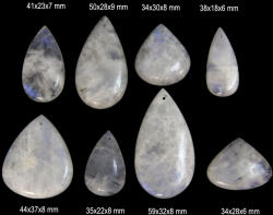 Cabochon Piatra Lunii Rainbow Minerala Naturala Picatura cu Gaura - 34-59 x 18-37 x 6-9 mm - 1 Buc