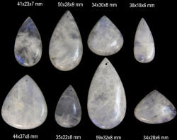  Pandantiv/Cabochon Piatra Lunii Rainbow Minerala Naturala Picatura cu Gaura - 34-59 x 18-37 x 6-9 mm - 1 Buc