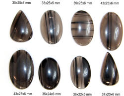 Cabochon Obsidian Lamelar Mineral Natural - Picatura - Oval - 35-43 x 20-27 x 5-7 mm - 1 Buc