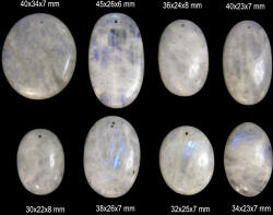 Cabochon Piatra Lunii Rainbow Minerala Naturala Ovala cu Gaura - 30-45 x 23-34 x 6-8 mm - 1 Buc