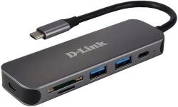 D-Link HUB USB D-LINK DUB-2325, USB Type C, cablu 10 cm, metalic, Argintiu (DLKDUB-2325/E)