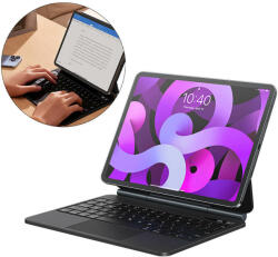 Baseus Brilliance Wireless Touchpad Keyboard Case Digital Display (ARJK020013) - полиуретанов калъф, клавиатура, тракпад и поставка за iPad 10 (2022) (тъмносив)