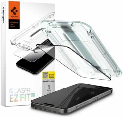 Spigen Folie de protectie Ecran Spigen EZ FIT pentru Apple iPhone 15 Pro, Sticla Securizata, Full Glue, 2.5D, Case Friendly, Neagra AGL06899 (AGL06899) - gsmnet