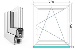 75x90 cm, bukó-nyíló, jobbos, fehér, háromrétegű üvegezésű EkoSun 70 CL műanyag ablak