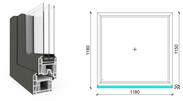  120x120 cm, fix, antracit/fehér, háromrétegű üvegezésű EkoSun 70 CL műanyag ablak