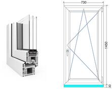  75x150 cm, bukó-nyíló, jobbos, fehér, háromrétegű üvegezésű EkoSun 70 CL műanyag ablak