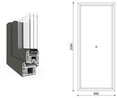 90x210 cm, fix, antracit/fehér, háromrétegű üvegezésű EkoSun 70 CL műanyag ablak