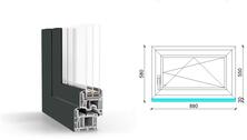  90x60 cm, bukó-nyíló, jobbos, antracit/fehér, háromrétegű üvegezésű GreenEvolution 76 B műanyag ablak