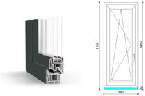 60x150 cm, bukó-nyíló, balos, antracit/fehér, háromrétegű üvegezésű GreenEvolution 76 B műanyag ablak