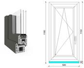 60x120 cm, bukó-nyíló, balos, antracit/fehér, háromrétegű üvegezésű EkoSun 70 CL műanyag ablak