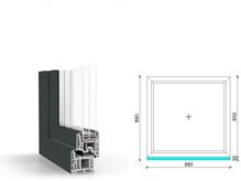  90x90 cm, fix, antracit/fehér, háromrétegű üvegezésű GreenEvolution 76 B műanyag ablak