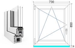 75x90 cm, bukó-nyíló, balos, fehér, háromrétegű üvegezésű EkoSun 70 CL műanyag ablak