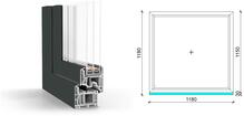  120x120 cm, fix, antracit/fehér, háromrétegű üvegezésű GreenEvolution 76 B műanyag ablak
