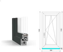 60x120 cm, bukó-nyíló, jobbos, antracit/fehér, háromrétegű üvegezésű GreenEvolution 76 B műanyag ablak