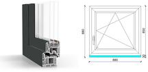 90x90 cm, bukó-nyíló, jobbos, antracit/fehér, háromrétegű üvegezésű GreenEvolution 76 B műanyag ablak