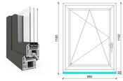 90x120 cm, bukó-nyíló, balos, antracit/fehér, háromrétegű üvegezésű EkoSun 70 CL műanyag ablak