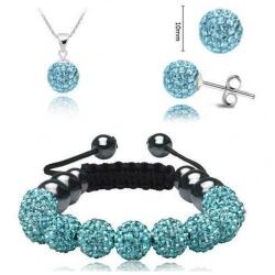  Swarovski kristályos szett. Nyaklánc, medál, karkötő, fülbevaló. Türkiz kék