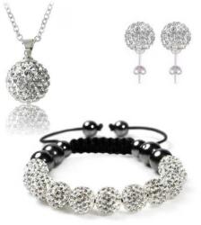  Swarovski kristályos szett. Nyaklánc, medál, karkötő, fülbevaló. Fehér