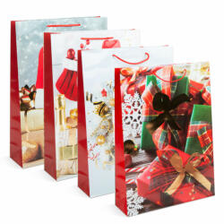 Family Karácsonyi ajándéktasak - papír - 330 x 102 x 457 mm - 4 féle / csomag - 12 db / csomag (58300) - gardenet