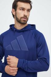 Adidas edzős pulóver sötétkék, nyomott mintás, kapucnis - sötétkék M