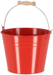 Esschert Design Cink kerti vödör, fa fogóval, 4, 5 literes, piros (TR035-P)