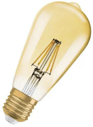 OSRAM Vintage dimmelhető LED Edison körte, átlátszó üveg búra, 6.5W 725lm 2400K E27, átlagos élettartam: 15000 óra, meleg fehér, Vintage 1906 Edison 55 Filament DIM 6.5W 824 Gold E27 (4099854081514) (409985