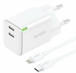  Fali töltő Foneng GAN35 USB-C 2-Port 2.4A (fehér)