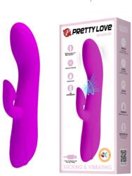 Pretty Love Vibrator Massage, 12 Moduri Vibratii, 12 Moduri Sucking, Silicon, USB, Mov, 19 cm