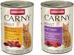 Animonda 12x400g animonda Carny Adult nedves macskatáp- Mix: marha & bárány + marha, csirke & kacsaszív