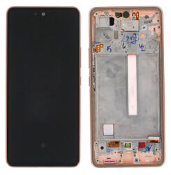 Samsung A536 Galaxy A53 5G Előlap keret+LCD Kijelző+Érintőüveg, Barack, Peach (GH82-28024D, GH82-28025D) Gyári, Service Pack