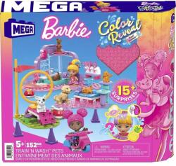 Mega Bloks Mega Bloks, Barbie, Color Reveal, Train 'N Wash Pets, set de constructie, 152 piese
