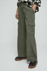 Medicine pantaloni femei, culoarea verde, lat, high waist ZBYX-SPD102_97X