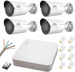 Uniview Sistem supraveghere IP PoE UNV 4 camere Starlight, 2.8mm, IR 50m, NVR 4K 4 canale 8MP, accesorii, HDD 500 GB SafetyGuard Surveillance