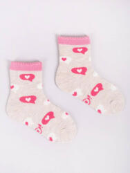 Yo! zokni 17/19 - drapp/rózsaszín szív - babyshopkaposvar