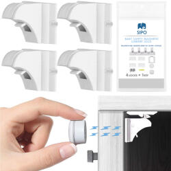 Sipo Set 4 protectii magnetice pentru usi de dulapuri si sertare, SIPO Baby Safety (SBS-M4)