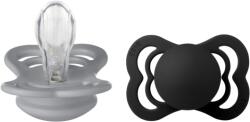 BIBS - Set 2 suzete Supreme Silicon, tetina simetrica, 0 luni +-Cloud/Black