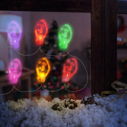 Familly Christmas Sir de lumina cu LED de Craciun - autocolant gel pentru geam - 6 LED-uri - 2 x AA (MCT-GBZ-58568C)