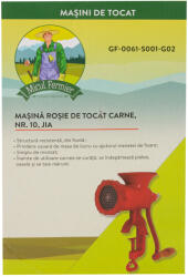 Micul Fermier Masina de tocat carne nr. 10 rosie JIA (GF-0061-S001-G02) - depozitunelte Masina de tocat manual