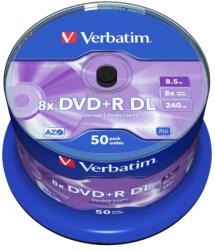 Verbatim DVD+R VERBATIM 8.5GB viteza 8x 50 buc Double Layer spindle Matt Silver 43758 (43758)
