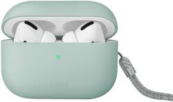 UNIQ Bluetooth fülhallgató töltőtok tartó, szilikon, csuklópánt, vezeték nélküli töltés támogatás, Apple AirPods Pro 2 kompatibilis, Lino, zöld (S69533)