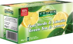 VEDDA Ceai verde cu lamaie, 20 plicuri, Vadda