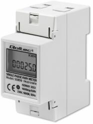  Qoltec egyfázisú elektronikus fogyasztásmérő | DIN sín | 230V | LCD | 2P